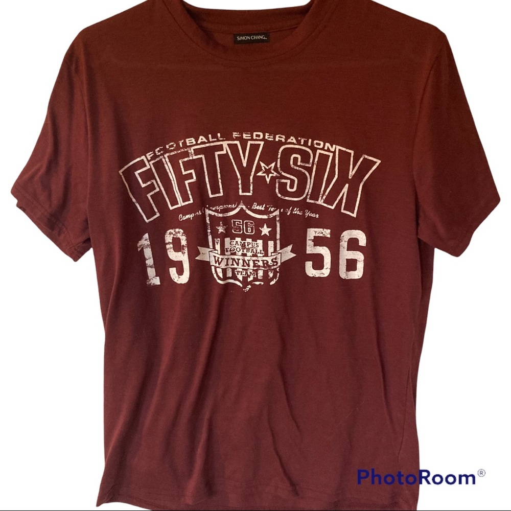 Simon Chang Short Sleeve Tee Shirt Size Women’s M/M Burgandy